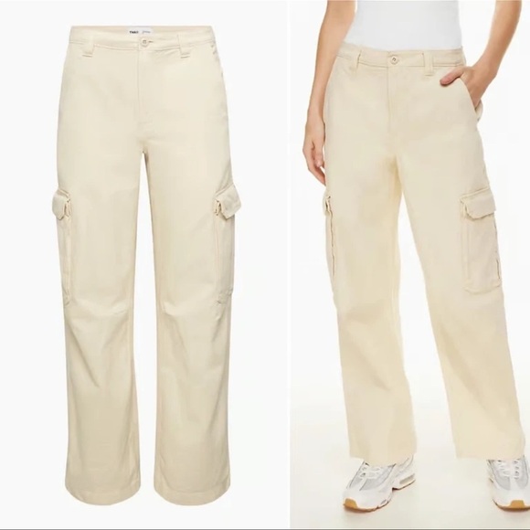 Tna x Aritzia The Corbett Mid-Rise Cargo Pants In Cream Women's Size 2 - Picture 1 of 9